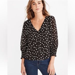 Madewell Black and White Relaxed Cuffed Sleeve Blouse